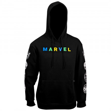 Marvel Brand Text Embroidery Hoodie With Character Sleeve Prints